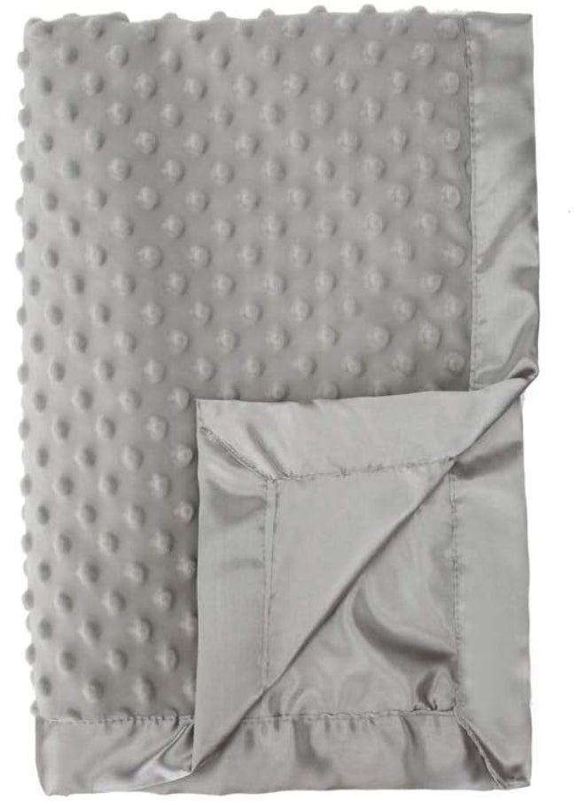 (Gray) - Pro Goleem Baby Minky Dot Blanket with Satin Backing for Girls and Boys (Grey, 30'' x 40'')