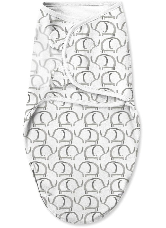 SwaddleMe Luxe Easy Change Swaddle, Ellie Elephant/Triangle Grey, Small/Medium (0-3 Months)