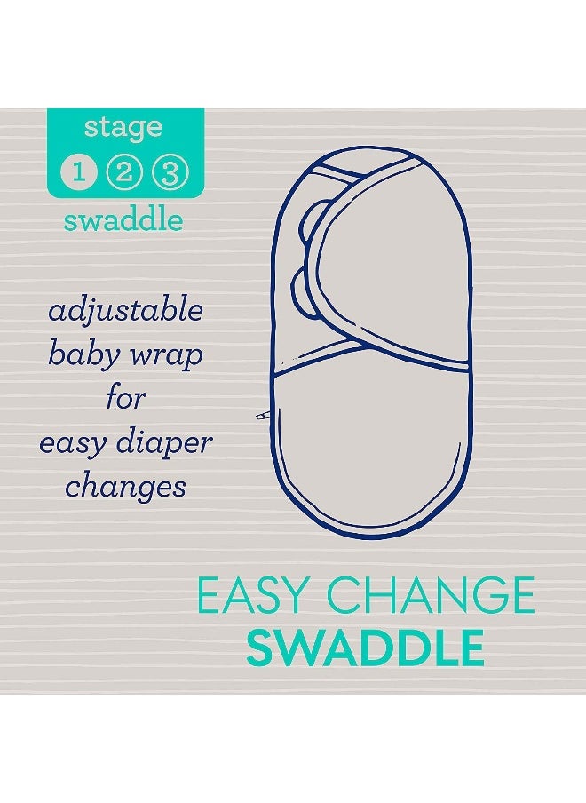 SwaddleMe Luxe Easy Change Swaddle, Ellie Elephant/Triangle Grey, Small/Medium (0-3 Months)