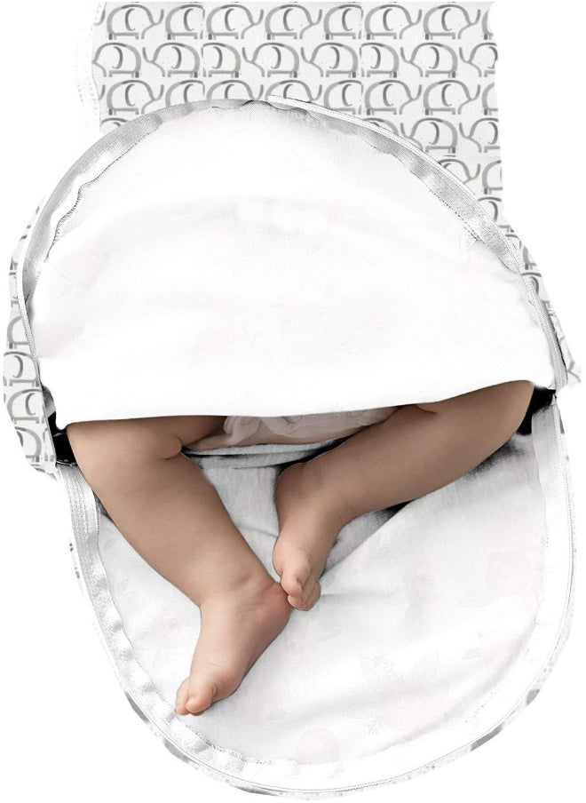 SwaddleMe Luxe Easy Change Swaddle, Ellie Elephant/Triangle Grey, Small/Medium (0-3 Months)