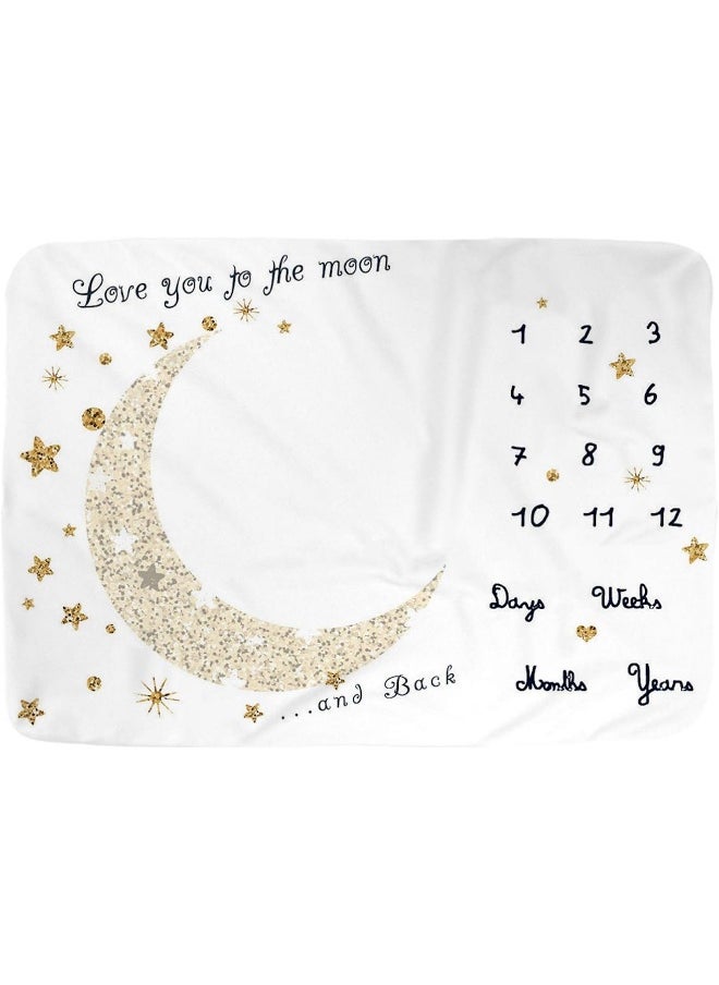 BUTTZO Baby Monthly Milestone Blanket for Boy and Girl, Monthly Blanket for Baby Pictures, Baby Photo Blanket for Newborn (Golden Moon, 40