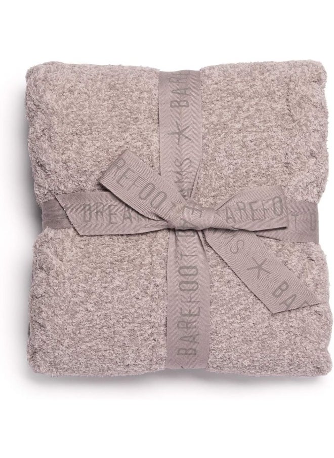 Barefoot Dreams CozyChic Heathered Cable Baby Blanket, Receiving Blanket, Newborn Fuzzy Blanket Toddler Infant Unisex Throw-30”x32”, Dove Gray