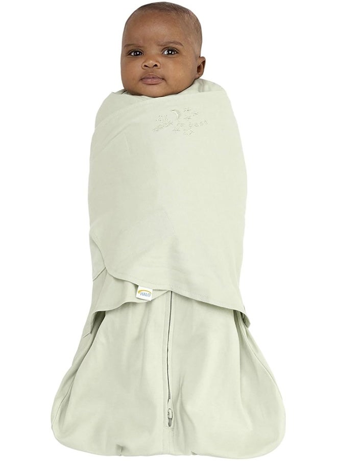 HALO 100% Cotton Sleepsack Swaddle, 3-Way Adjustable Wearable Blanket, TOG 1.5, Sage, Newborn, 0-3 Months