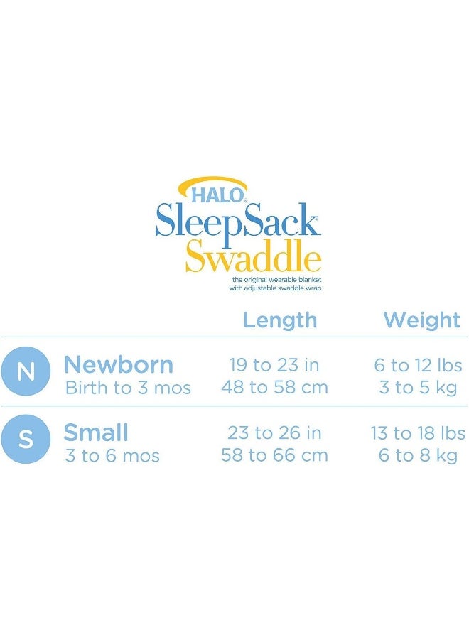 HALO 100% Cotton Sleepsack Swaddle, 3-Way Adjustable Wearable Blanket, TOG 1.5, Sage, Newborn, 0-3 Months