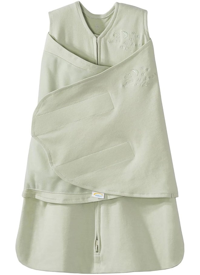 HALO 100% Cotton Sleepsack Swaddle, 3-Way Adjustable Wearable Blanket, TOG 1.5, Sage, Newborn, 0-3 Months