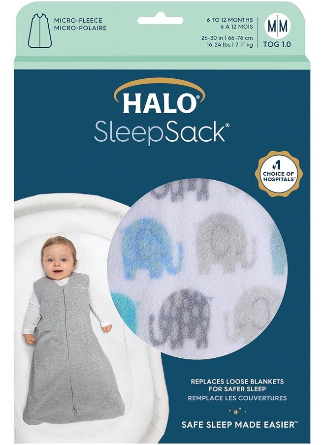 HALO Sleepsack, Micro-Fleece, Elephant Texture, Grey, Medium