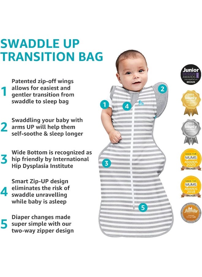 Love to Dream Swaddle UP 50/50, Gray, Medium, 13-18.5 lbs