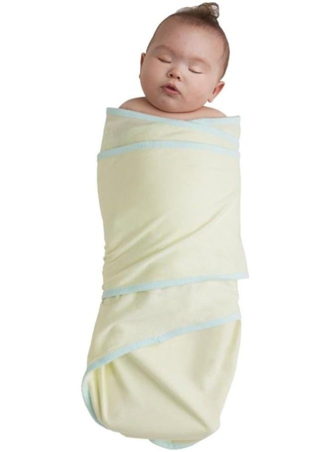 Miracle Blanket Baby Sleep Wearable Swaddle Wrap for Newborn Infant Boy or Girl 0-3 Months, Grey with Yellow Trim