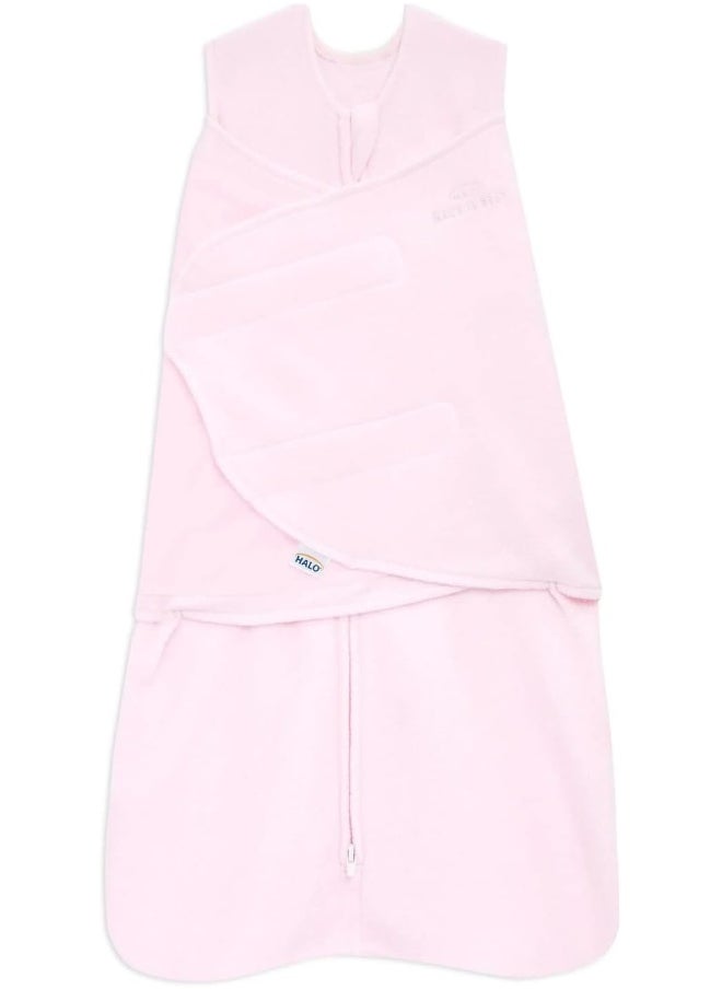 HALO Micro-Fleece Sleepsack Swaddle, 3-Way Adjustable Wearable Blanket, TOG 3.0, Soft Pink, Small, 3-6 Months