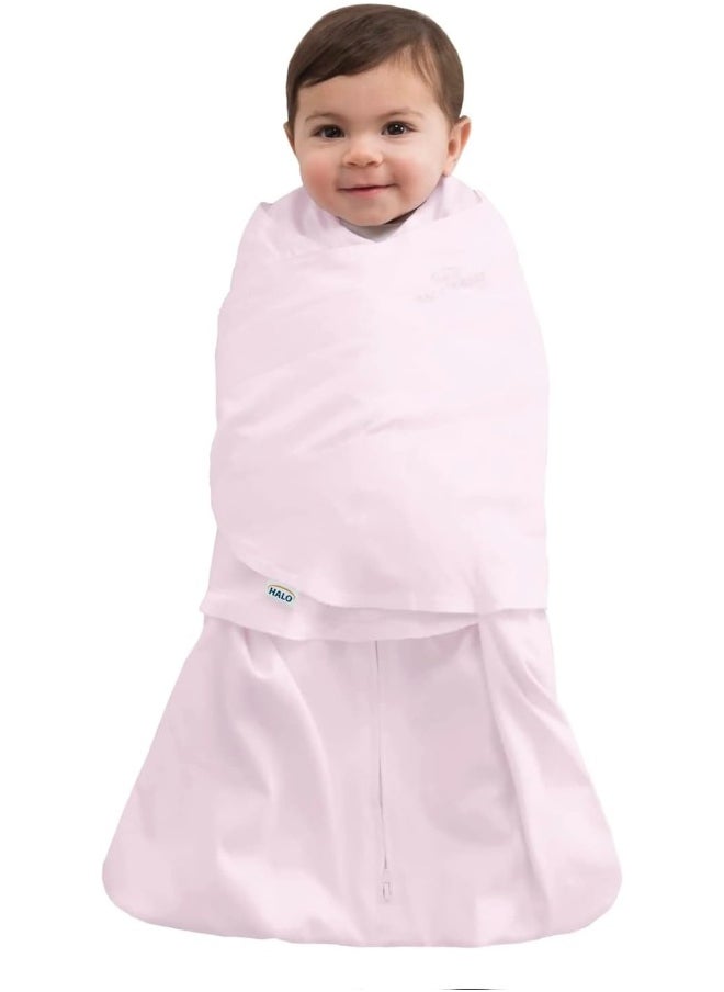 HALO Micro-Fleece Sleepsack Swaddle, 3-Way Adjustable Wearable Blanket, TOG 3.0, Soft Pink, Small, 3-6 Months