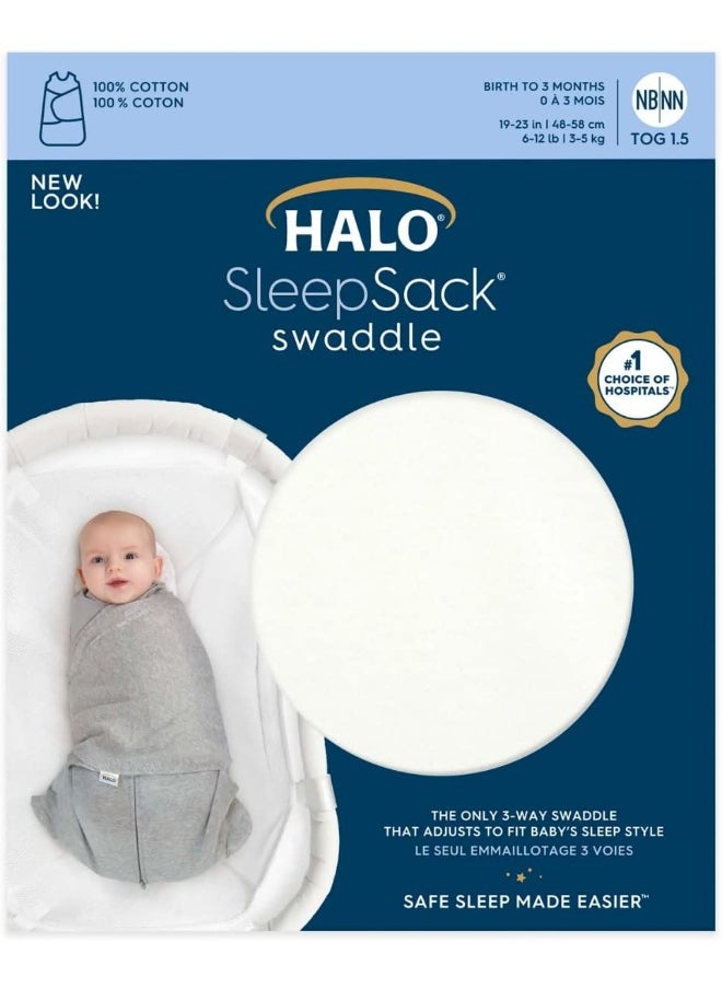 HALO 100% Cotton Sleepsack Swaddle, 3-Way Adjustable Wearable Blanket, TOG 1.5