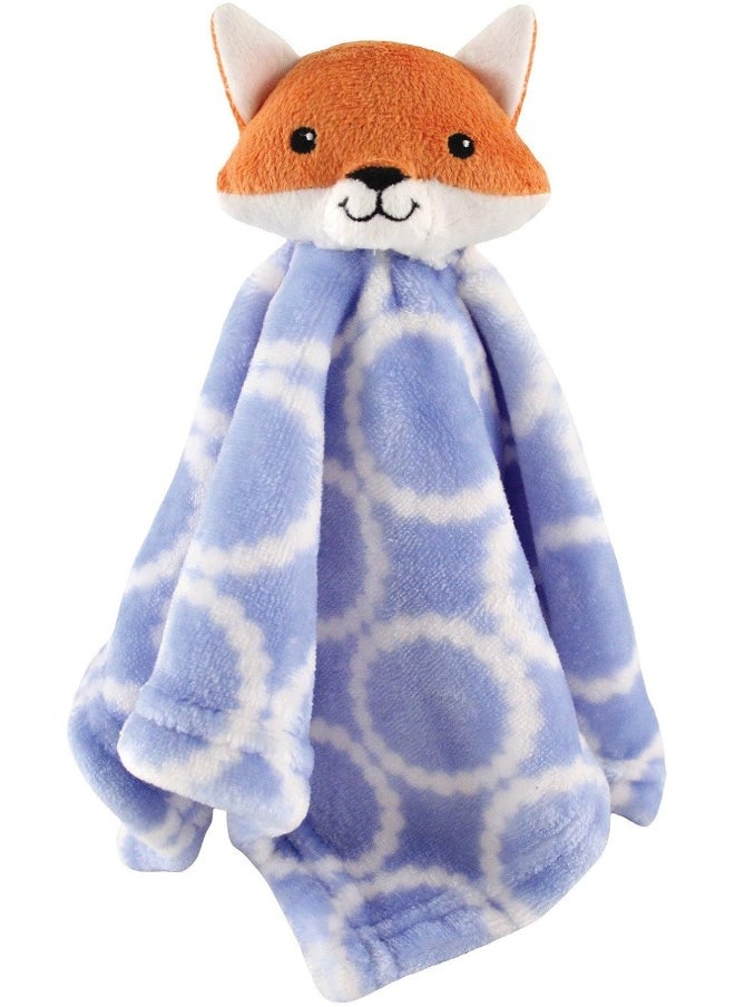 Hudson Baby Unisex Baby Animal Face Security Blanket, Blue Fox, One Size