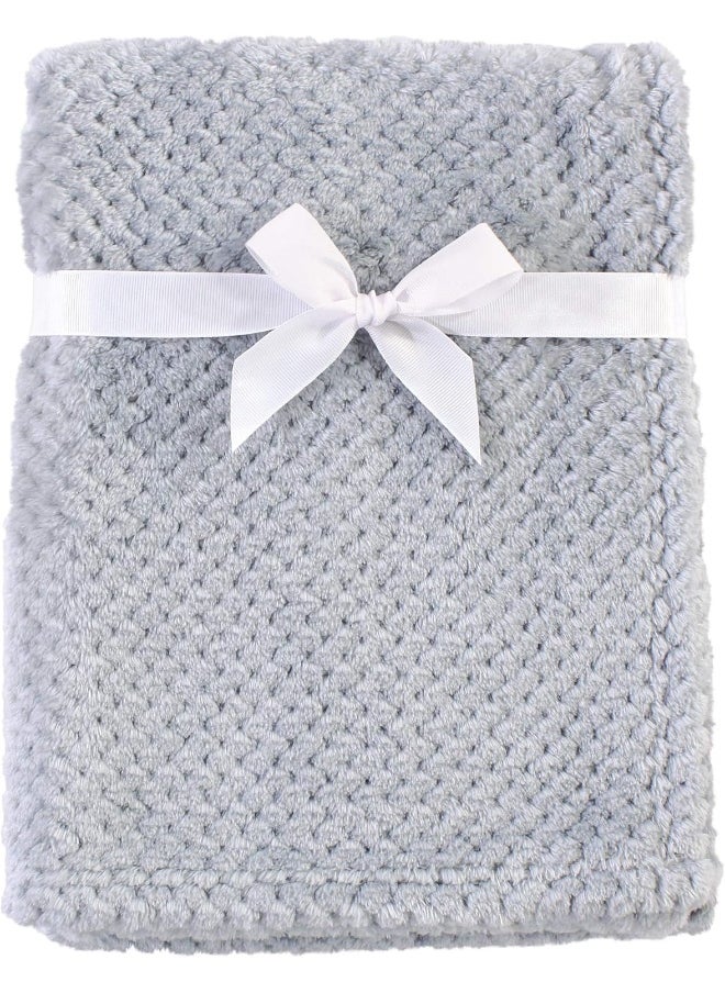 Hudson Baby Unisex Baby Plush Waffle Blanket, Gray, One Size