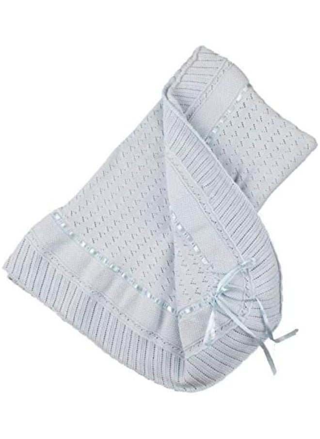 Feltman Brothers Blue Knit Shawl Blanket Baby Boy