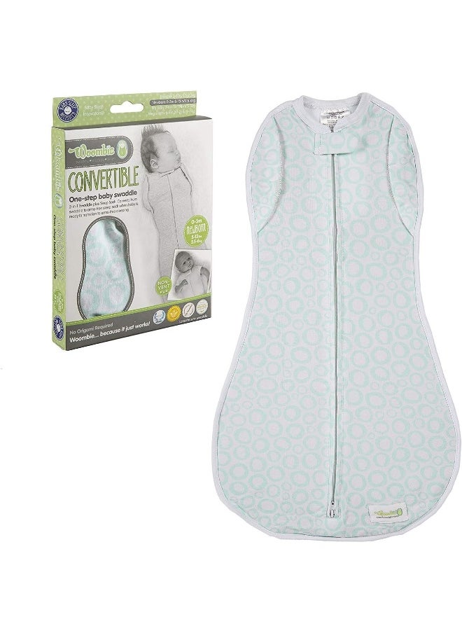 Woombie Convertible Unvented Nursery Swaddling Blankets, Mint O's, 5-13 Pounds