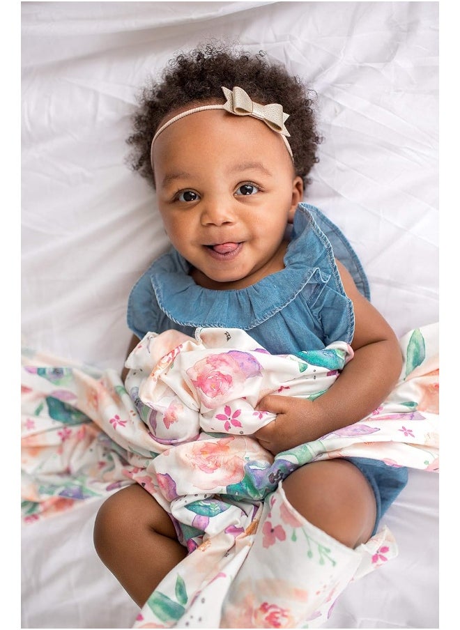 Copper Pearl Large Premium Knit Baby Swaddle Receiving Blanket Floral 'Bloom'