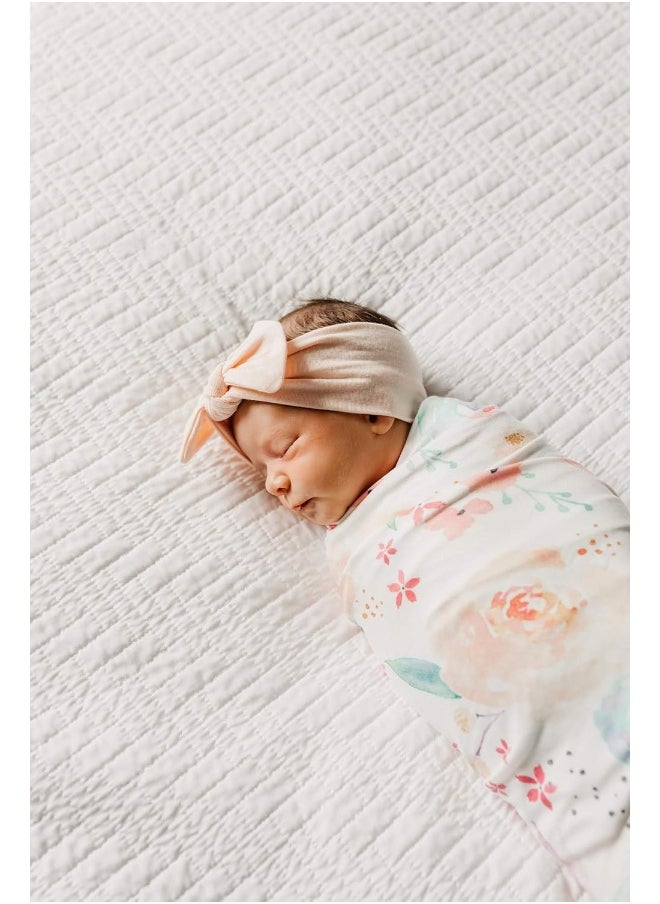 Copper Pearl Large Premium Knit Baby Swaddle Receiving Blanket Floral 'Bloom'