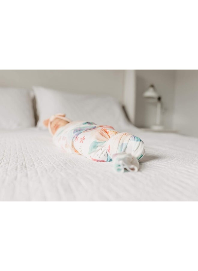 Copper Pearl Large Premium Knit Baby Swaddle Receiving Blanket Floral 'Bloom'