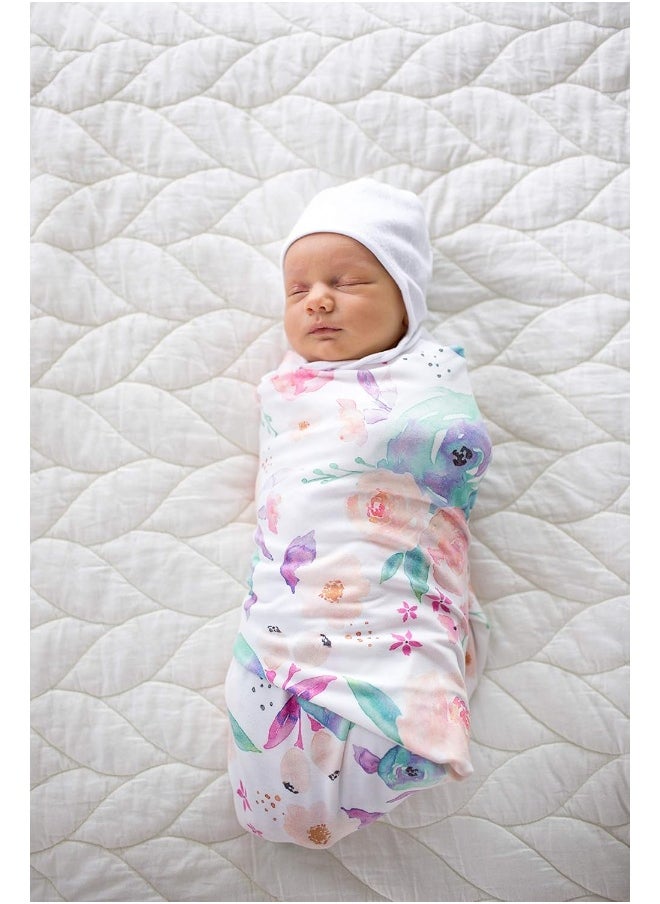 Copper Pearl Large Premium Knit Baby Swaddle Receiving Blanket Floral 'Bloom'