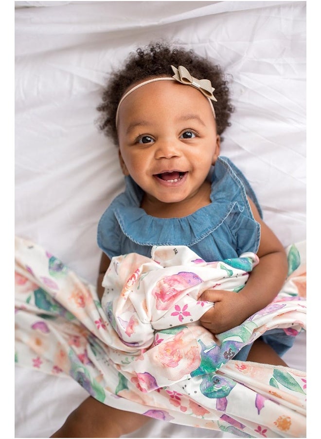 Copper Pearl Large Premium Knit Baby Swaddle Receiving Blanket Floral 'Bloom'