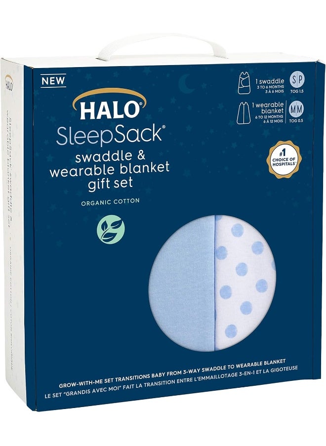 HALO 100% Cotton Sleepsack Swaddle, 3-Way Adjustable Wearable Blanket, TOG 1.5