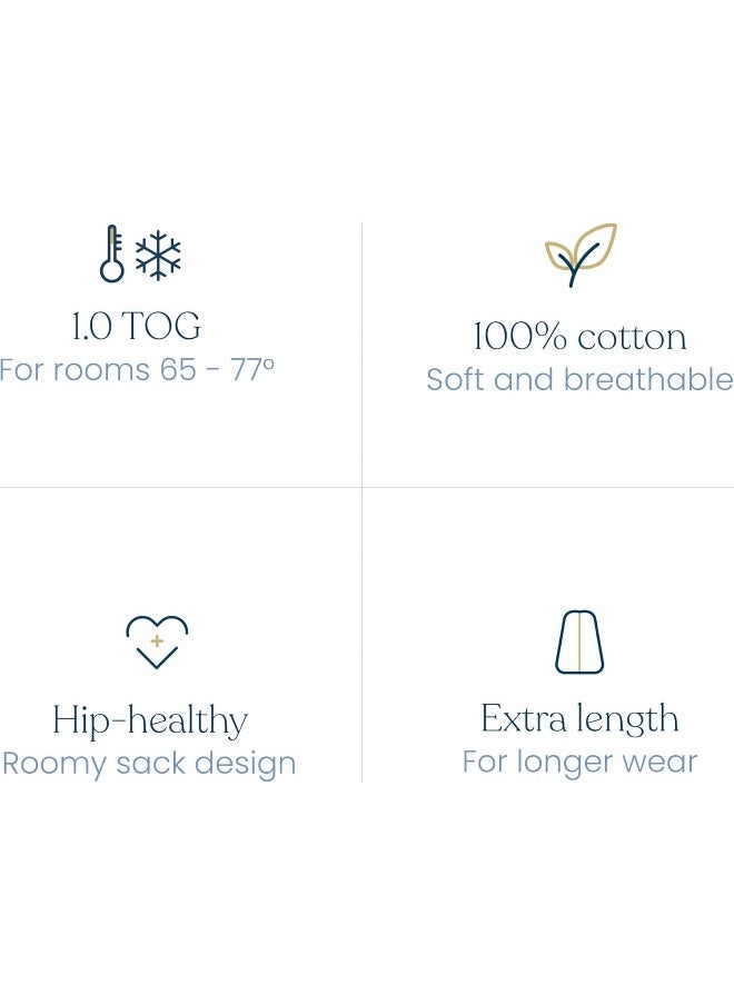 HALO Sleepsack, 100% Cotton Wearable Blanket, Swaddle Transition Sleeping Bag, TOG 0.5, Birds, Medium, 9-12 Months