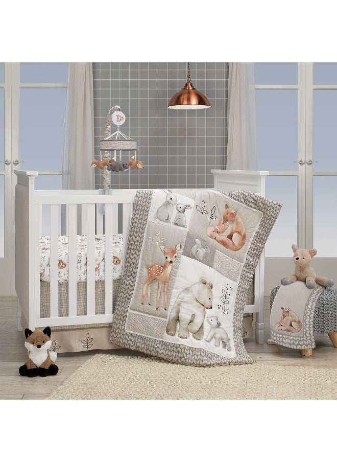 Lambs & Ivy Painted Forest Fox Coral Fleece Baby Blanket - Gray