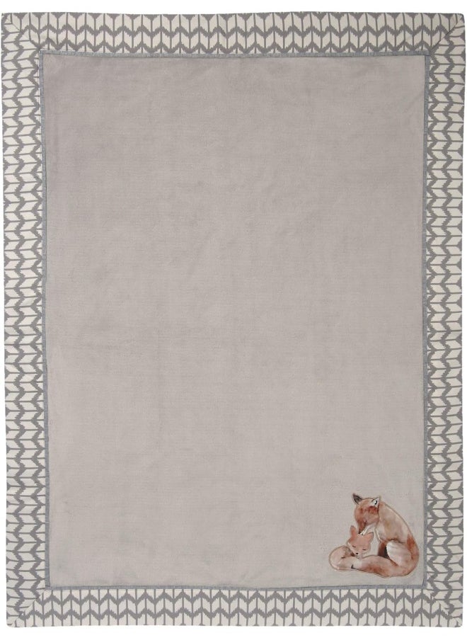 Lambs & Ivy Painted Forest Fox Coral Fleece Baby Blanket - Gray