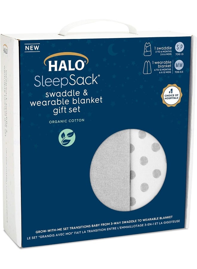 HALO 100% Cotton Sleepsack Swaddle, 3-Way Adjustable Wearable Blanket, TOG 1.5