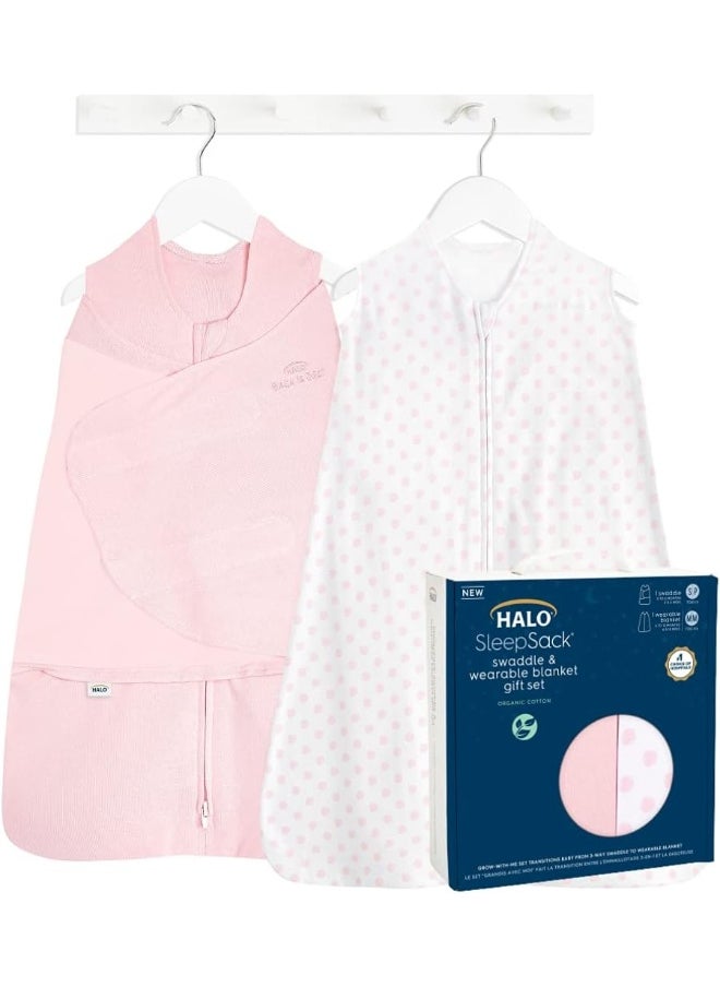 HALO 100% Cotton Sleepsack Swaddle, 3-Way Adjustable Wearable Blanket, TOG 1.5