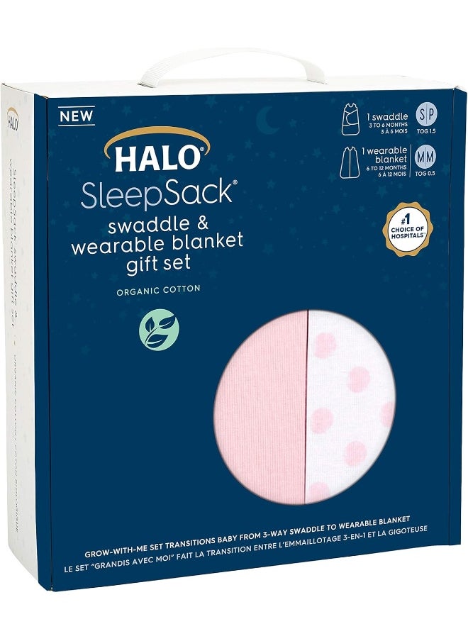 HALO 100% Cotton Sleepsack Swaddle, 3-Way Adjustable Wearable Blanket, TOG 1.5