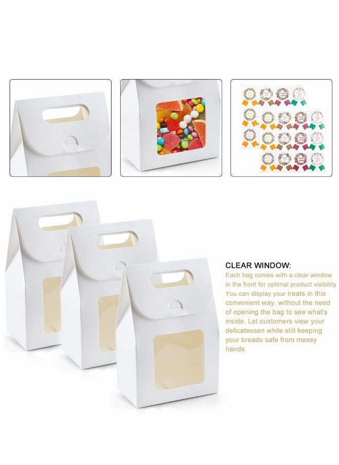 Kraft Paper Bakery Bags with Window 25 Pcs Gift Wrappers for Cookies Coffee and Desserts Perfect for Holidays and Parties