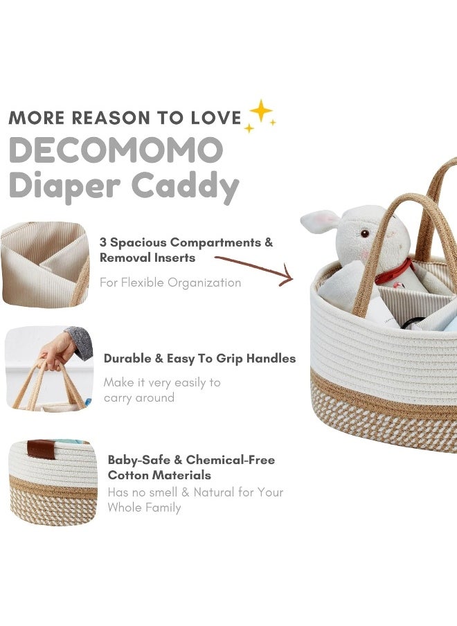DECOMOMO Diaper Caddy Organizer | Baby Diaper Storage Organizer for Baby Girl Boy Gift Car Changing Nursery