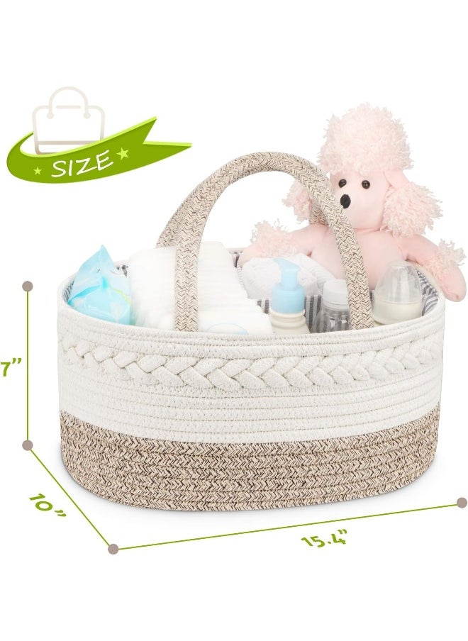 Maliton Baby Diaper Caddy Organizer, Stylish Cotton Rope Baby Basket Nursery Storage Organizer for Changing Table, Extra Large Diaper Caddy for Baby Stuff, Baby Registry Must Haves