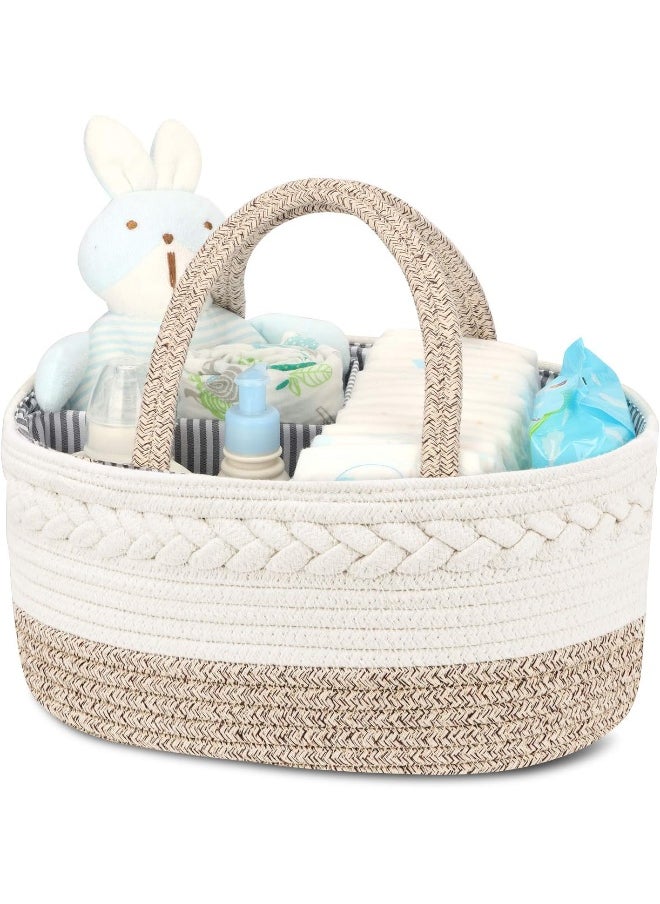 Maliton Baby Diaper Caddy Organizer, Stylish Cotton Rope Baby Basket Nursery Storage Organizer for Changing Table, Extra Large Diaper Caddy for Baby Stuff, Baby Registry Must Haves