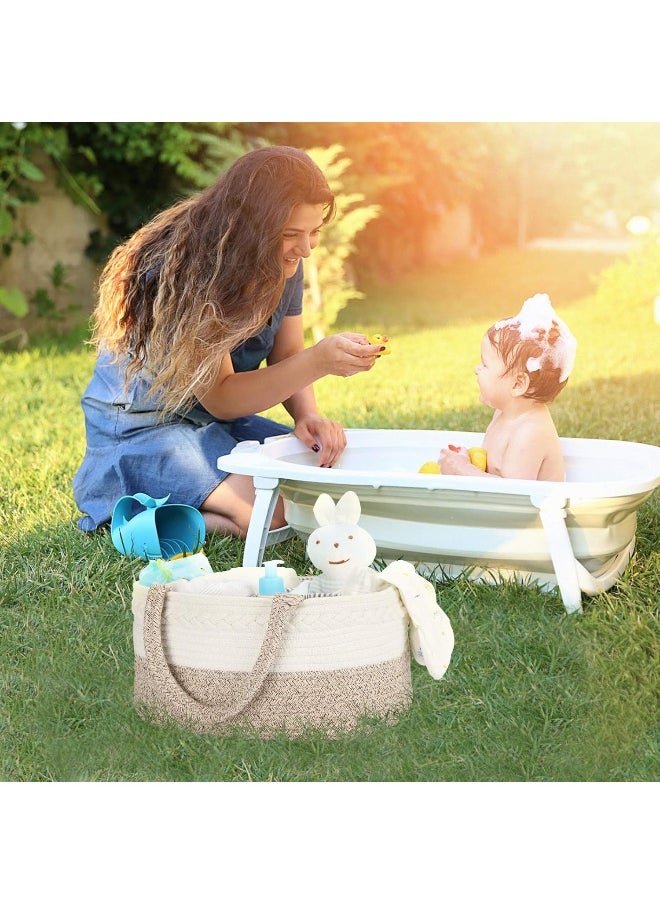 Maliton Baby Diaper Caddy Organizer, Stylish Cotton Rope Baby Basket Nursery Storage Organizer for Changing Table, Extra Large Diaper Caddy for Baby Stuff, Baby Registry Must Haves