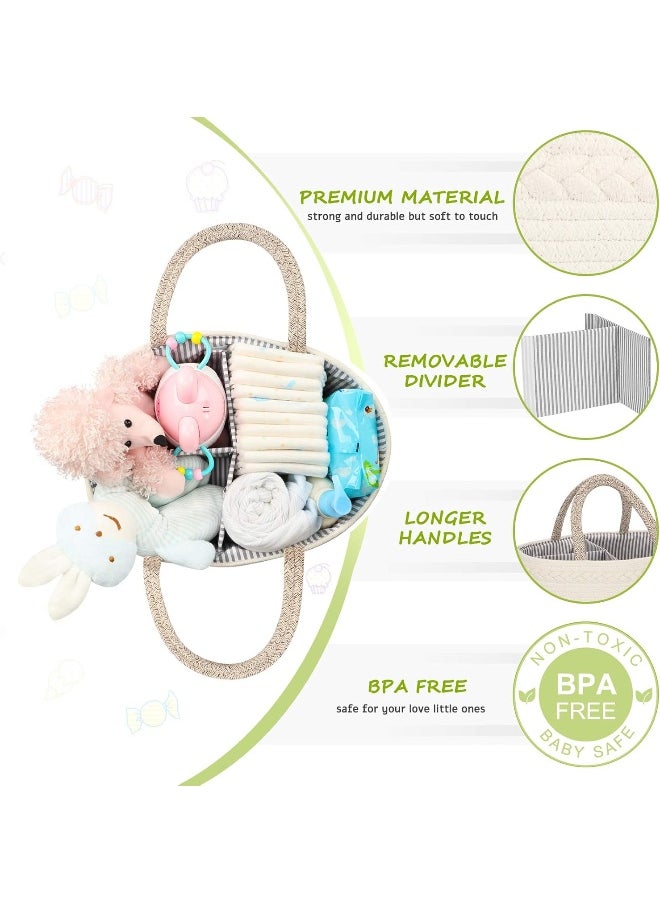 Maliton Baby Diaper Caddy Organizer, Stylish Cotton Rope Baby Basket Nursery Storage Organizer for Changing Table, Extra Large Diaper Caddy for Baby Stuff, Baby Registry Must Haves