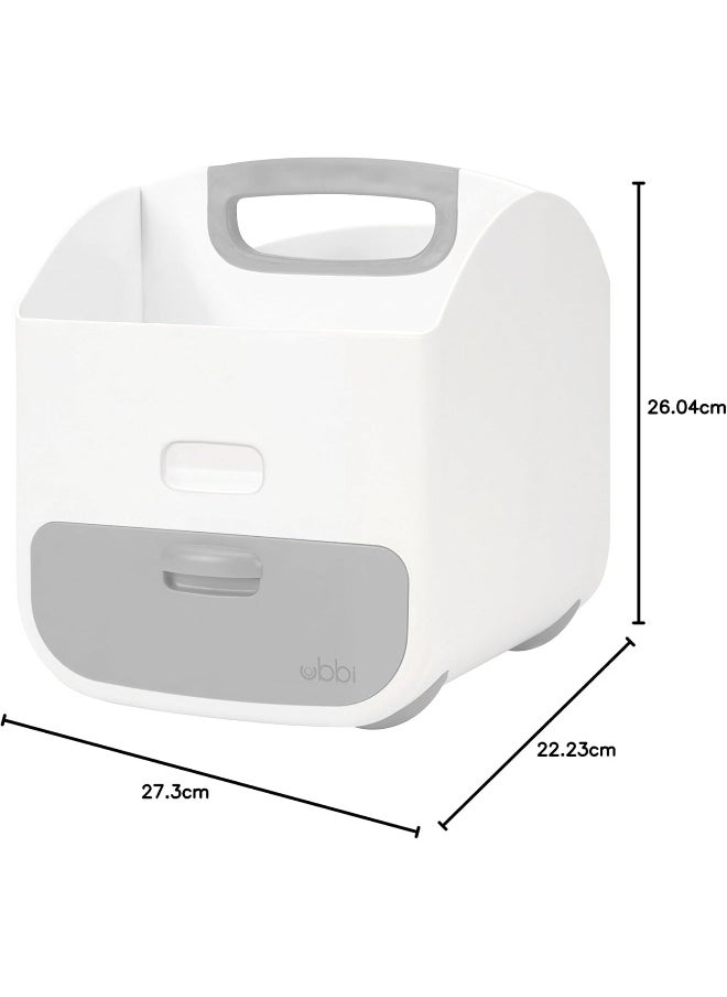 Ubbi Portable Diaper Changing Station Diaper Storage Caddy Organizer with Changing Mat, Stores Baby Diapers, Wipes and Baby Accessories, Gray