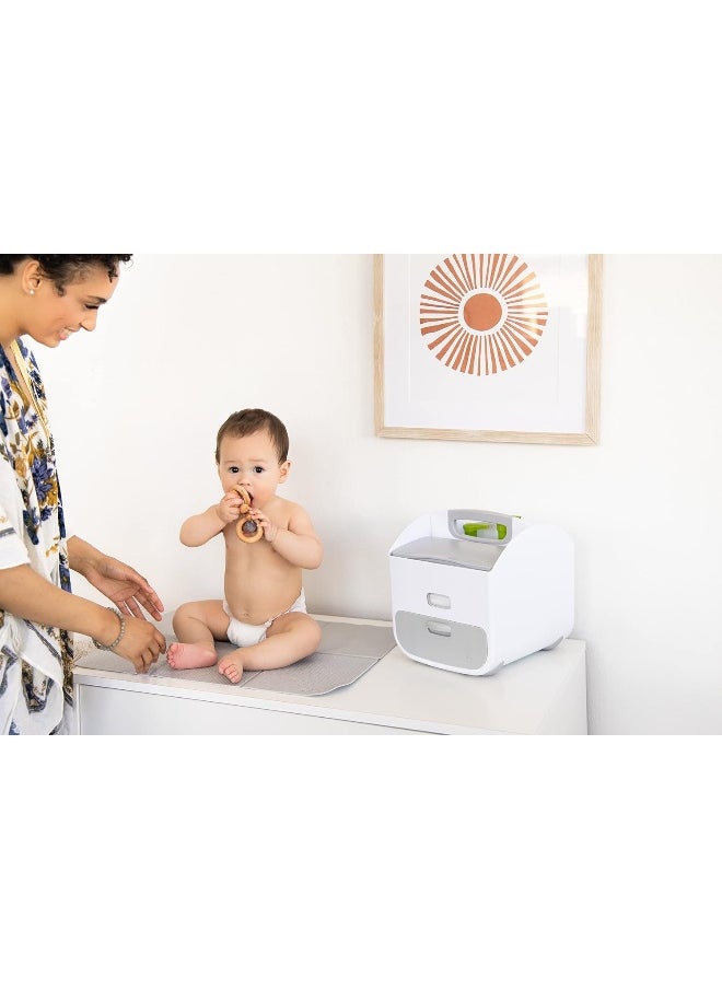 Ubbi Portable Diaper Changing Station Diaper Storage Caddy Organizer with Changing Mat, Stores Baby Diapers, Wipes and Baby Accessories, Gray