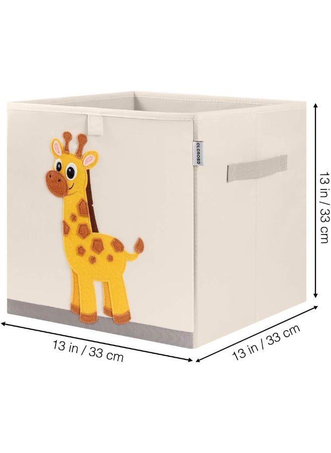 CLCROBD Foldable Animal Cube Storage Bins Fabric Toy Box/Chest/Organizer for Kids Nursery, 13 inch (Elegant Giraffe)