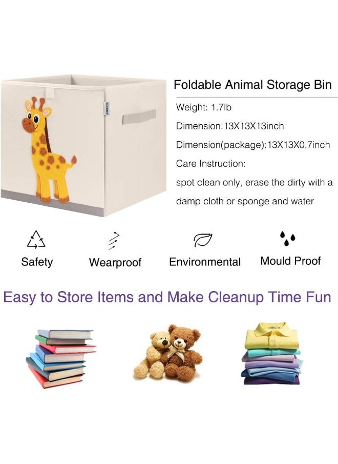 CLCROBD Foldable Animal Cube Storage Bins Fabric Toy Box/Chest/Organizer for Kids Nursery, 13 inch (Elegant Giraffe)