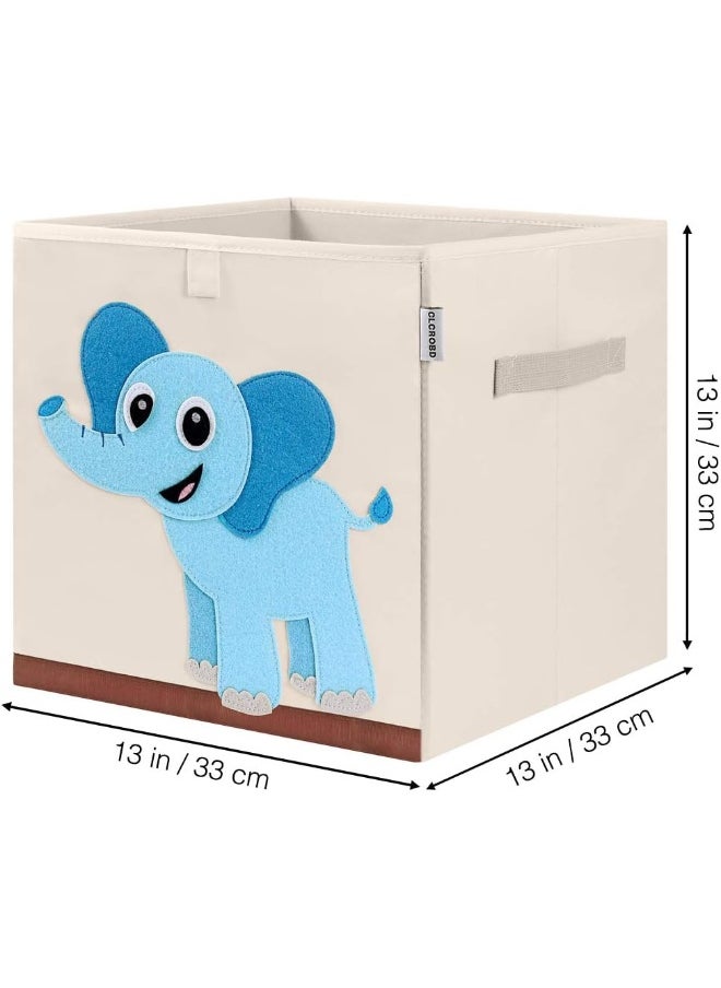 CLCROBD Foldable Animal Cube Storage Bins Fabric Toy Box/Chest/Organizer for Kids Nursery, 13 inch (Elephant)