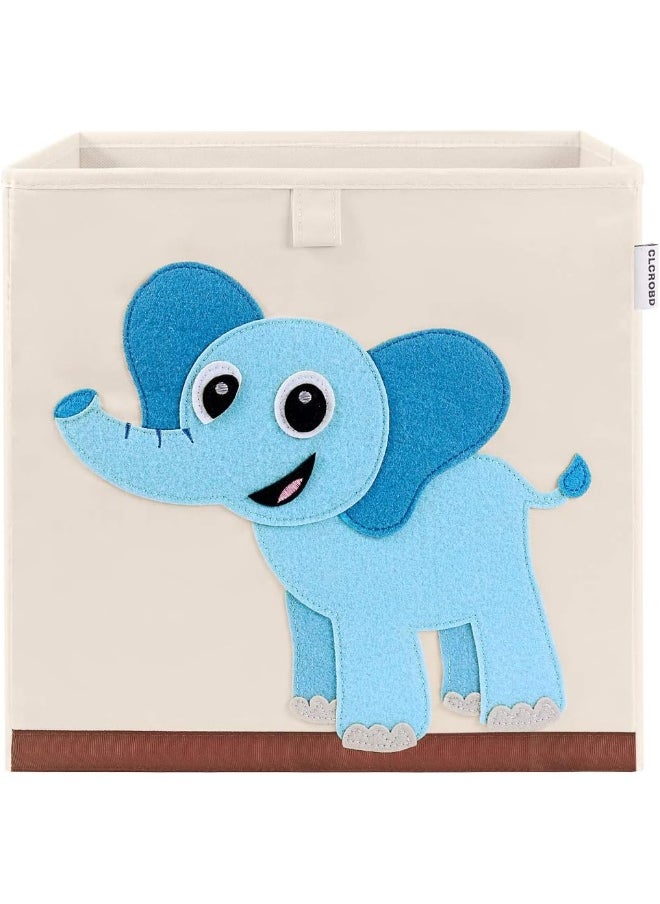 CLCROBD Foldable Animal Cube Storage Bins Fabric Toy Box/Chest/Organizer for Kids Nursery, 13 inch (Elephant)