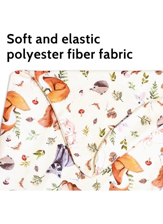 Nursing Pillow Cover for Baby Boy and Girl, Ultra Soft Comfortable Stretchy Removable Slipcover for Newborn Breastfeeding Pillows, Woodland Animals
