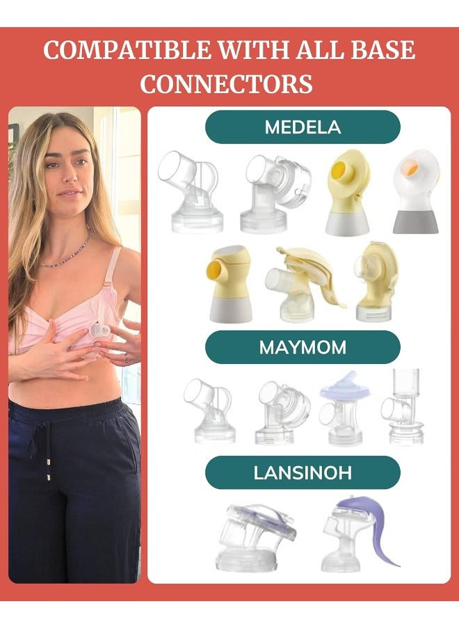 Larger Cushy Silicone Flanges, Breast Shields - Replacement Pump Parts - for Spectra, Lansinoh, Medela Pumps - Great for Elastic Nipples - Double (2 Pack) - 24mm