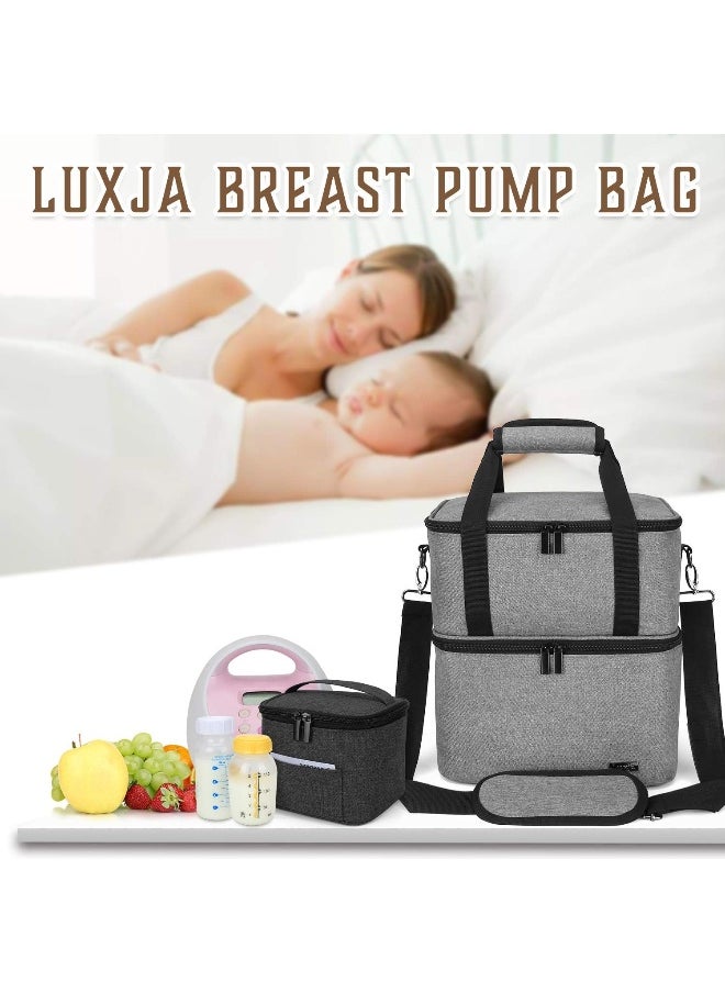 Luxja Breast Pump Bag with 2 Insulated Compartments for Breast Pump and Cooler Bag, Pumping Bag for Working Mothers (Fits Most Major Breast Pump)