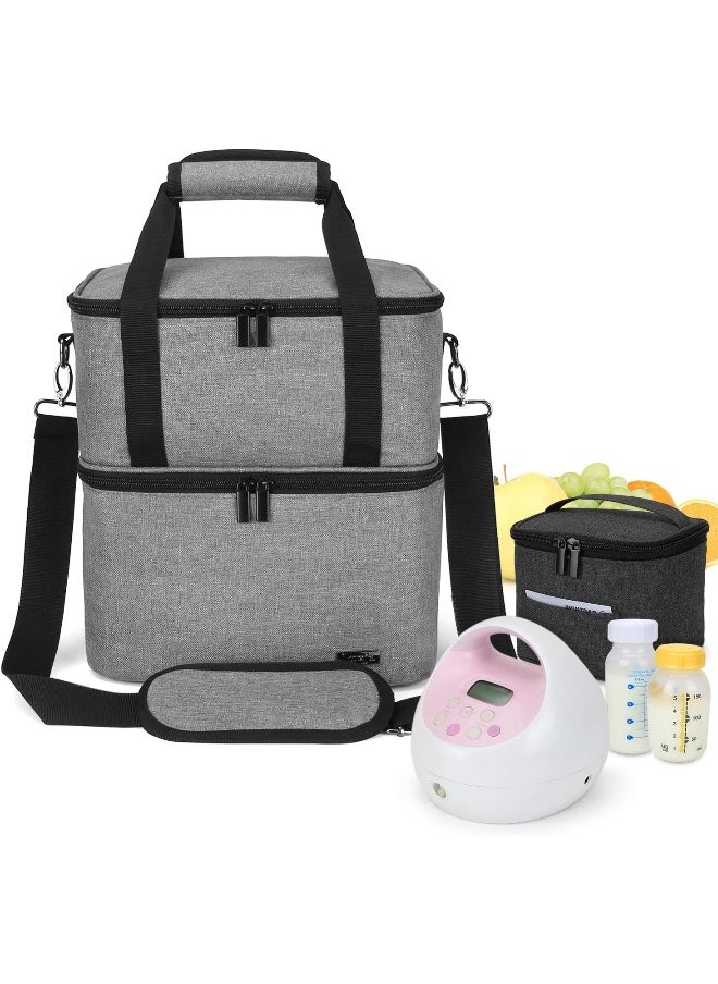 Luxja Breast Pump Bag with 2 Insulated Compartments for Breast Pump and Cooler Bag, Pumping Bag for Working Mothers (Fits Most Major Breast Pump)