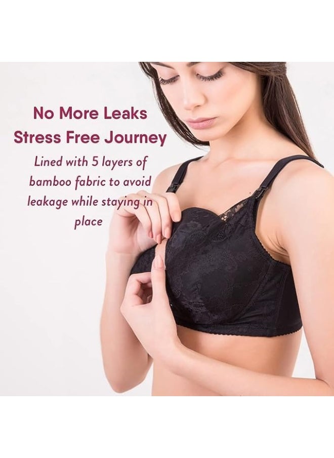 NatureBond Reusable Nursing Pads. Set of 10 Nipple Pads for Breastfeeding, Breathable Breast Pads for Breastfeeding with Wash Bag & Box, Organic Viscose Made from Bamboo (Black)