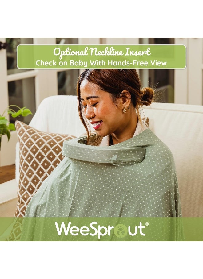 WeeSprout Nursing Cover for Breastfeeding, Soft & Breathable Nursing Poncho, Neck Insert for Hands-Free View, Machine Washable & Dryer Safe Feeding Cover Up