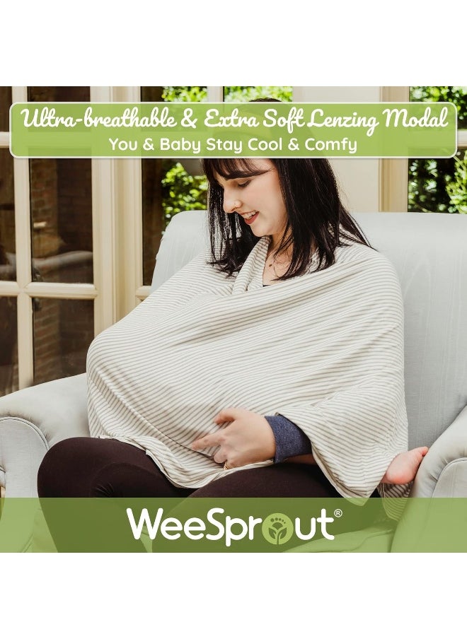 WeeSprout Nursing Cover for Breastfeeding, Soft & Breathable Nursing Poncho, Neck Insert for Hands-Free View, Machine Washable & Dryer Safe Feeding Cover Up
